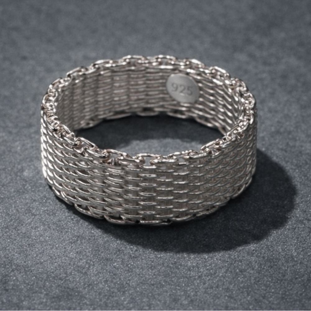 Sterling Silver Mesh Ring with pouch Size 7 Brand new Mercer Ring by TU.Luxe